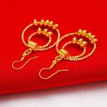 24K Plated Gold Round Circles Bead Long Tassel Brincos Earrings For Women