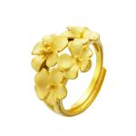 24k Gold Plated Multi Flowers Adjustable Open Ring For Women