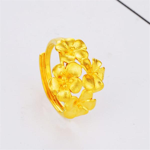 24k Gold Plated Multi Flowers Adjustable Open Ring For Women 5