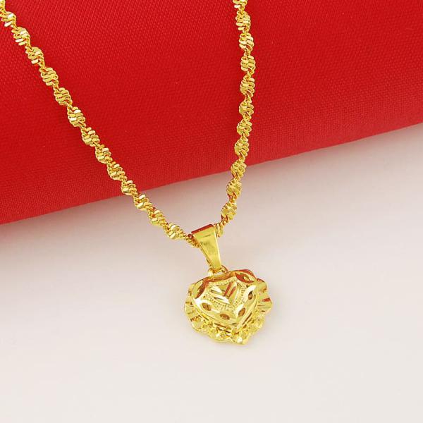 24k Gold Plated Small Heart Snake Chain Necklace 2