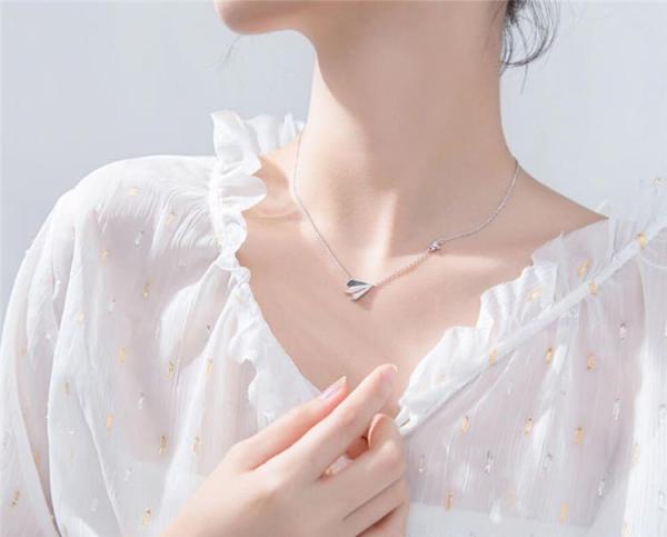 925 Sterling Silver Childhood Paper Plane Simple Student Clavicle Necklace For Women 4