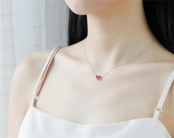 925 Sterling Silver Cute Mini Heart Short Clavicle Necklace Bracelet For Women 3