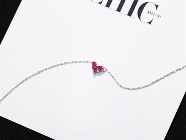 925 Sterling Silver Cute Mini Heart Short Clavicle Necklace Bracelet For Women 5