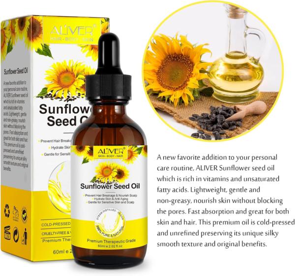 Aliver Organic Sunflower Seed Oil For Skin Face Hair 8