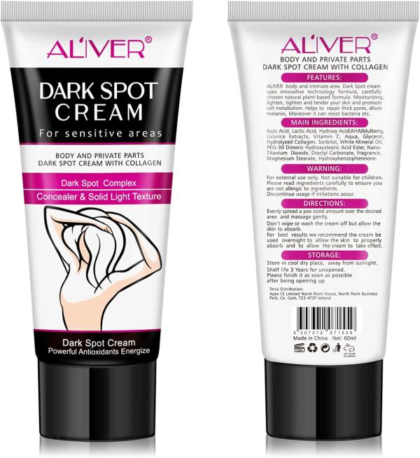 Aliver Whitening Cream For Body Underarm 60ML 7