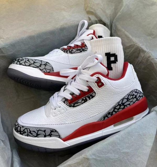 Fire Red Basketball Shoes with Thick Sole Casual Sneakers Jordaneliedly Blank Air Jordan 3 5