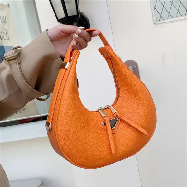 Half Moon Candy Color Ruched Hobo Women Shoulder Bags 3