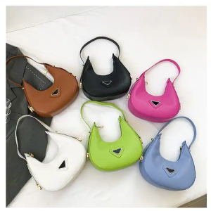 Half Moon Candy Color Ruched Hobo Women Shoulder Bags