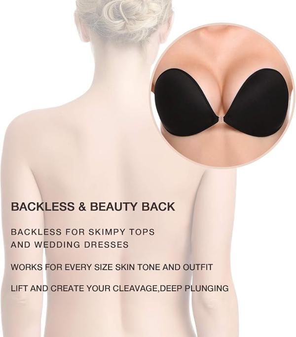 Self Adhesive Strapless Invisible Push up Bra For Women black 5