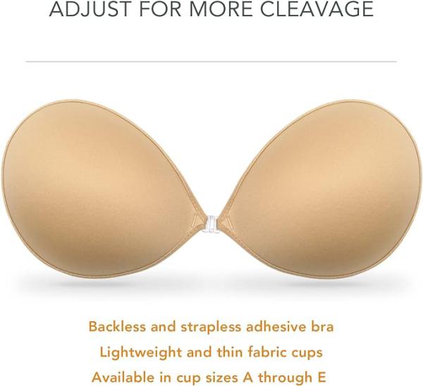 Self Adhesive Strapless Invisible Push up Bra For Women brown 4