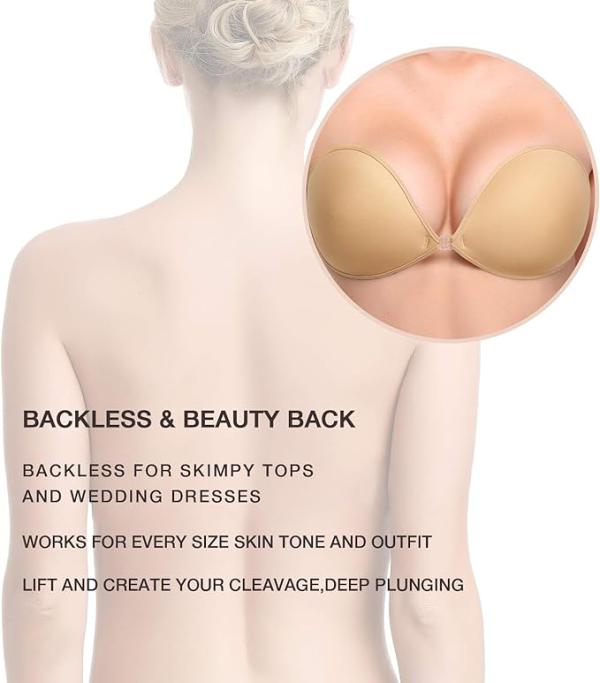 Self Adhesive Strapless Invisible Push up Bra For Women brown 5