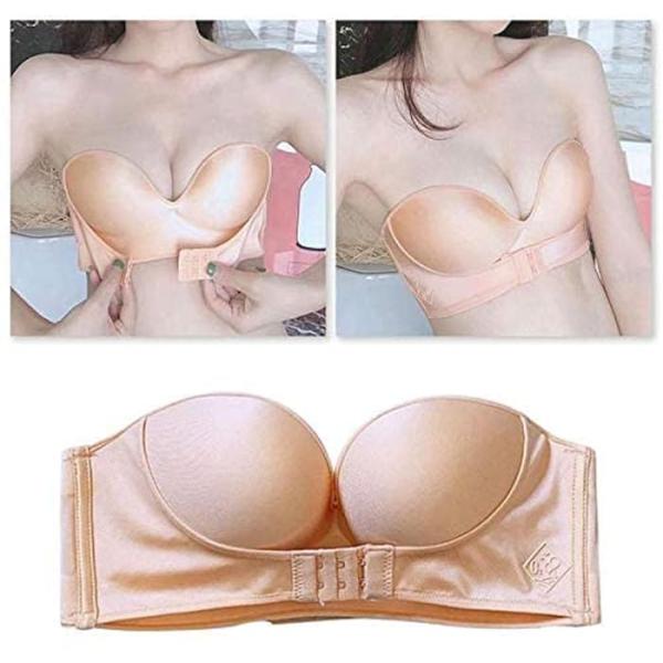 Strapless Front Buckle Lift Bra Beige