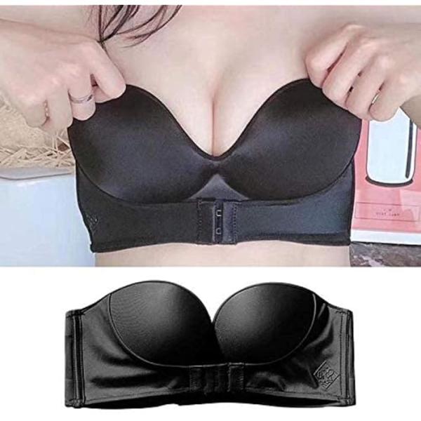 Strapless Front Buckle Lift Bra Black