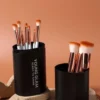 Young Glam Daily Essential Makeup Brushes 14 Pcs Brush Set, Premium Synthetic Foundation Powder Concealers Eye Shadows Makeup Brushes White Golden with Black Travel Case