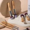 Young Glam Makeup Brush Set 11Pcs Bamboo Synthetic Kabuki Brush Set 2 Young Glam Makeup Brush Set 11Pcs Bamboo Synthetic Kabuki Brush Set Foundation Powder Blending Concealer Eye shadows Blush Cosmetics Brushes with Organizer Bag & Makeup Sponge