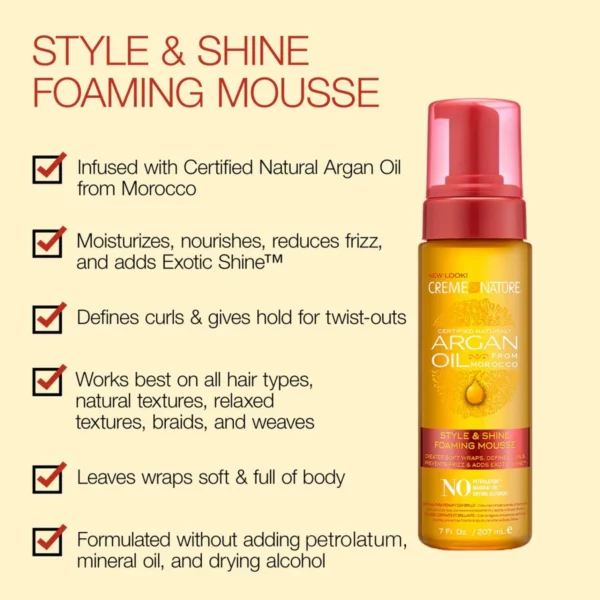 Creme Of Nature Argan Oil Style Shine Foaming Mousse 207ML 4