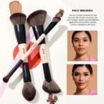 Jessup 14-in-7 Duo-End Brush Versatility Collection Bright Cyan T600 4 Jessup Makeup Brushes Set 14-in-7 Double Sided Makeup Brushes for Foundation Concealer Blush Eyeshadow Contour Bronzer Powder Blending Eyebrow Eyeliner, Cruelty-Free Make up Brushes Peach Dust T600