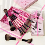 Jessup 14-in-7 Duo-End Brush Versatility Collection Bright Cyan T600 6 Jessup Makeup Brushes Set 14-in-7 Double Sided Makeup Brushes for Foundation Concealer Blush Eyeshadow Contour Bronzer Powder Blending Eyebrow Eyeliner, Cruelty-Free Make up Brushes Peach Dust T600