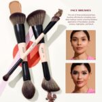 Jessup Makeup Brushes Set 9pcs, 7pcs Double Sided Makeup Brushes, 2pcs Makeup Sponges, Foundation Concealer Blush Eyeshadow Contour Powder Gift Packaging T506
