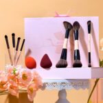 Jessup Makeup Brushes Set 9pcs, 7pcs Double Sided Makeup Brushes, 2pcs Makeup Sponges, Foundation Concealer Blush Eyeshadow Contour Powder Gift Packaging T506