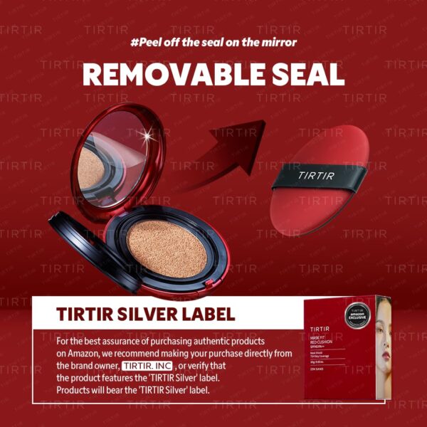 TIRTIR Mask Fit Red Cushion Foundation, Full Coverage Weightless, Skin Fit, Stain Glow Finish, Korean Makeup Cushion Foundation - Image 6