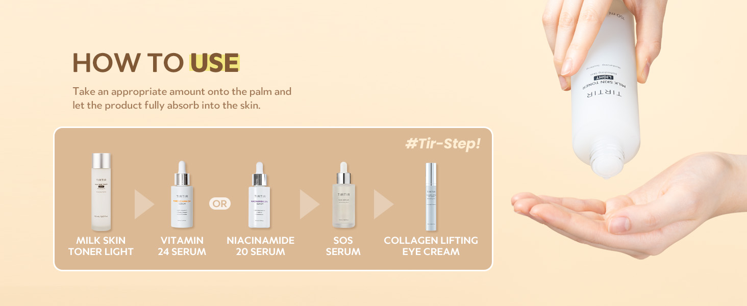 TIRTIR Milk Skin Toner Light, Refreshing Skin, Moisturizing and Soothing (150ml / 5.07fl.oz) TIRTIRMilk Skin Rice Toner Light