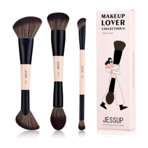 Jessup Face Makeup Brushes 6-in-3 Double Ended Makeup Brush Set T508