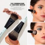 Jessup Face Makeup Brushes 3pcs Double Ended T503 3 Jessup Face Makeup Brushes 3pcs Double Ended Makeup Brush Set for Foundation Contour Blush Highlight and Concealer Brush, Premium Vegan Brush Set Bright Cyan T503
