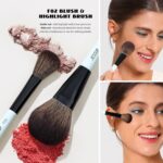 Jessup Face Makeup Brushes 3pcs Double Ended T503 4 Jessup Face Makeup Brushes 3pcs Double Ended Makeup Brush Set for Foundation Contour Blush Highlight and Concealer Brush, Premium Vegan Brush Set Bright Cyan T503