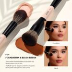 Jessup Face Makeup Brushes 6-in-3 Double Ended Makeup Brush Set T508 3 Jessup Face Makeup Brushes 6-in-3 Double Ended Makeup Brush Set for Foundation Contour Blush Highlight and Powder, Premium Synthetic Makeup Brushes Peach Dust T508