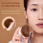 Jessup Pebble Flawless Face Kit T505 – Jumbo Flat-Top Foundation Brush (57 mm) + 3 Latex-Free Blender Sponges | Professional Base Makeup Set for Flawless Foundation, Contour & Concealer
