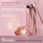 Real Techniques Starlit Gaze Eye + Lash 2 Real Techniques Starlit Gaze Eye + Lash 4 Piece Holiday Gift Set, Eye Makeup Brush Set For Eyeshadow & Brow Products, Mini Eyelash Curler For Travel, Stocking Stuffer, Limited Edition, Cruelty-Free
