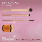 Real Techniques Starlit Gaze Eye + Lash 3 Real Techniques Starlit Gaze Eye + Lash 4 Piece Holiday Gift Set, Eye Makeup Brush Set For Eyeshadow & Brow Products, Mini Eyelash Curler For Travel, Stocking Stuffer, Limited Edition, Cruelty-Free