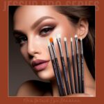 jessupt334-3 Jessup Brushes Eyeshadow Brush Set 7Pcs Eye Shadow Professional Makeup Brushes Set Premium Make Up Smoky Blending Shader Precision Crease Definer Black Silver T334