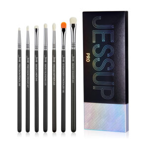 Jessup Brushes Eyeshadow Brush Set T334 7Pcs - Professional Eye Makeup Brush Kit for Smoky, Blending, Crease & Precision Eye Looks - Premium Vegan Synthetic Bristles