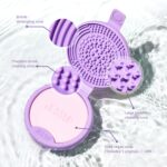 Jessup Sponge & Makeup Brush Cleanser Mat Silicone with 2pcs Solid Soap, Portable Cleaning Tool for Cleaning Makeup Sponges Brushes, A013