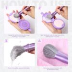Jessup Sponge & Makeup Brush Cleanser Mat Silicone with 2pcs Solid Soap, Portable Cleaning Tool for Cleaning Makeup Sponges Brushes, A013