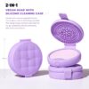 Jessup Sponge & Makeup Brush Cleanser Mat Silicone with 2pcs Solid Soap, Portable Cleaning Tool for Cleaning Makeup Sponges Brushes, A013