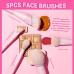 Jessup Pink Makeup Brushes Set 14Pcs T495 2 Jessup Pink Makeup Brushes Set 14Pcs T495 Premium Vegan Foundation Concealer Blush Eyeshadow Eyeliner Powder Highlighter Blending Face Brush Set