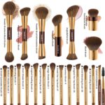 MAANGE 20 Pcs Makeup Brushes with Gift Box Coffee Gold 7 MAANGE 20 Pcs Makeup Brushes with Gift Box, Double-End Multi-functional Makeup Brushes for Blending Liquid Powder Concealer Cream Blush Buffe (Coffee Gold)