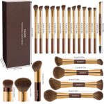 MAANGE 20 Pcs Makeup Brushes with Gift Box Coffee Gold 8 MAANGE 20 Pcs Makeup Brushes with Gift Box Coffee Gold