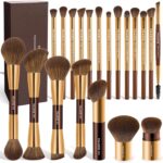 MAANGE 20 Pcs Makeup Brushes with Gift Box Coffee Gold MAANGE 20 Pcs Makeup Brushes with Gift Box Coffee Gold