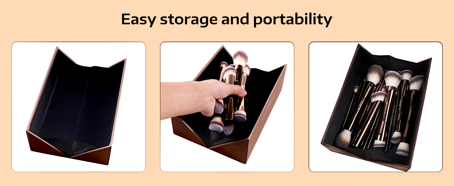 MAANGE 20 Pcs Makeup Brushes with Gift Box Coffee brown 12