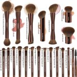 MAANGE 20 Pcs Makeup Brushes with Gift Box Dark Brown 3 MAANGE 20 Pcs Makeup Brushes with Gift Box, Double-End Multi-functional Makeup Brushes for Blending Liquid Powder Concealer Cream Blush Buffe (Dark Brown)
