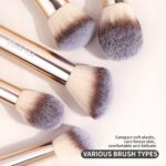 MAANGE 7 Pcs Makeup Brush Set Gold 2 MAANGE 7 Pcs Makeup Brush Set Double Sided Kabuki Makeup Brushes Contour Brush for Foundation Liquid Powder Concealer Cream Cosmetics Bronzer Blending Blush Buffing Makeup Tools (Gold)