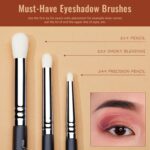 Jessup 11Pcs Eye Brushes Set T340 4 Jessup 11Pcs Eye Brushes Set Professional Eye Shadow Makeup Eye Shader Smoky Blending Precision Crease Definer Pencil Black Silver T340