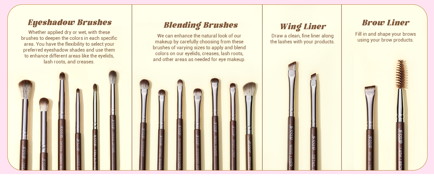 Jessup 25pcs Professional Makeup Brushes Set Premium Synthetic Makeup Brushes for Foundation Eyeshadow Blending Concealer Blush Contour Bronzer Eyeliner Eyebrow, Shimmer Brown T511 Jessup 25pcs Professional Makeup Brushes Set T511 8